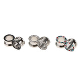 Maxbell 6pcs Rhinestone Stainless Steel Screw Ear Gauges Plugs Tunnels Expander 12mm