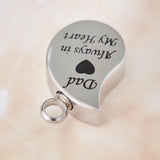 Maxbell Stainless Steel Urn Necklace Pendant Cremation Ashes Keepsake Dad