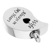 Maxbell Stainless Steel Urn Necklace Pendant Cremation Ashes Keepsake Wife