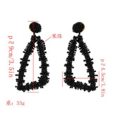 Maxbell Fashion Bohemian Geometric Triangle Beaded Drop Dangle Earrings Black