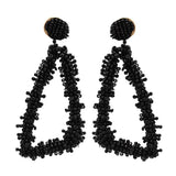 Maxbell Fashion Bohemian Geometric Triangle Beaded Drop Dangle Earrings Black