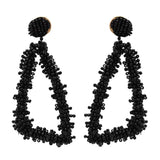 Maxbell Fashion Bohemian Geometric Triangle Beaded Drop Dangle Earrings Black