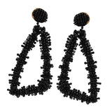 Maxbell Fashion Bohemian Geometric Triangle Beaded Drop Dangle Earrings Black