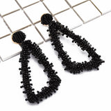 Maxbell Fashion Bohemian Geometric Triangle Beaded Drop Dangle Earrings Black