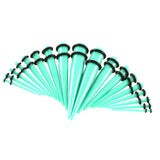 Maxbell 18 Pieces Acrylic Ear Tapers Plug Set Stretching Expanders Stretchers Cyan