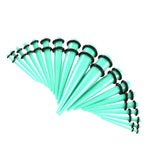 Maxbell 18 Pieces Acrylic Ear Tapers Plug Set Stretching Expanders Stretchers Cyan