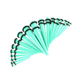 Maxbell 18 Pieces Acrylic Ear Tapers Plug Set Stretching Expanders Stretchers Cyan