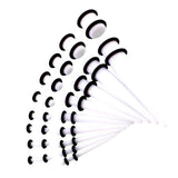 Maxbell 18 Pieces Ear Gauges Stretching Kit Plugs Taper 14G-00G Expanders White