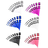 Maxbell 18 Pieces Ear Gauges Stretching Kit Plugs Taper 14G-00G Expanders White