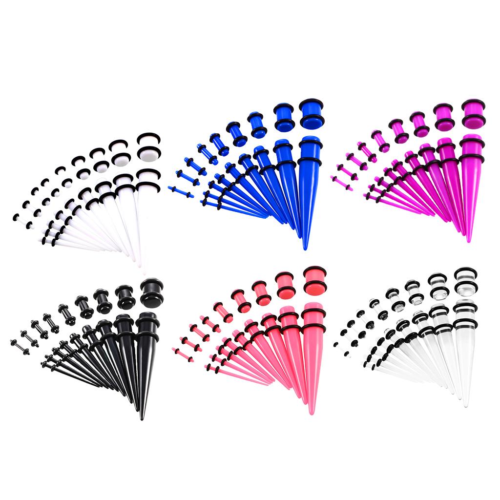 Maxbell 18 Pieces Ear Gauges Stretching Kit Plugs Taper 14G-00G Expanders White