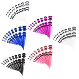 Maxbell 18 Pieces Ear Gauges Stretching Kit Plugs Taper 14G-00G Expanders White