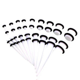 Maxbell 18 Pieces Ear Gauges Stretching Kit Plugs Taper 14G-00G Expanders White