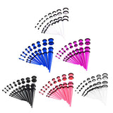 Maxbell 18 Pieces Ear Gauges Stretching Kit Plugs Taper 14G-00G Expanders White