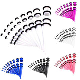Maxbell 18 Pieces Ear Gauges Stretching Kit Plugs Taper 14G-00G Expanders White