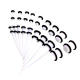 Maxbell 18 Pieces Ear Gauges Stretching Kit Plugs Taper 14G-00G Expanders White