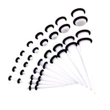Maxbell 18 Pieces Ear Gauges Stretching Kit Plugs Taper 14G-00G Expanders White
