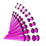 Maxbell 18 Pieces Ear Gauges Stretching Kit Plugs Taper 14G-00G Expanders Purple