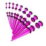 Maxbell 18 Pieces Ear Gauges Stretching Kit Plugs Taper 14G-00G Expanders Purple