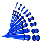 Maxbell 18 Pieces Ear Gauges Stretching Kit Plugs Taper 14G-00G Expanders Blue