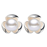 Maxbell Clover Ear Stud Simulated Pearl Ear Stud Temperament Earrings Anti-Allergy