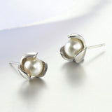 Maxbell Clover Ear Stud Simulated Pearl Ear Stud Temperament Earrings Anti-Allergy