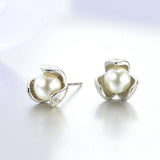 Maxbell Clover Ear Stud Simulated Pearl Ear Stud Temperament Earrings Anti-Allergy