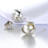 Maxbell Clover Ear Stud Simulated Pearl Ear Stud Temperament Earrings Anti-Allergy