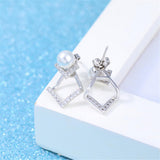 Maxbell Geometric V-Shaped Simulated Pearl Crystal Earrings Ear Studs Female Earring