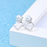 Maxbell Geometric V-Shaped Simulated Pearl Crystal Earrings Ear Studs Female Earring