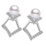 Maxbell Geometric V-Shaped Simulated Pearl Crystal Earrings Ear Studs Female Earring