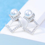 Maxbell Geometric V-Shaped Simulated Pearl Crystal Earrings Ear Studs Female Earring
