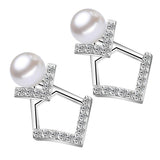 Maxbell Geometric V-Shaped Simulated Pearl Crystal Earrings Ear Studs Female Earring