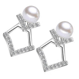 Maxbell Geometric V-Shaped Simulated Pearl Crystal Earrings Ear Studs Female Earring