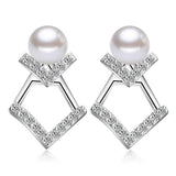 Maxbell Geometric V-Shaped Simulated Pearl Crystal Earrings Ear Studs Female Earring