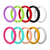Maxbell 10 Piece Multicolor Unisex Silicone Ring Flexible Rubber Wedding Band Size 4