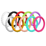 Maxbell 10 Piece Multicolor Unisex Silicone Ring Flexible Rubber Wedding Band Size 4
