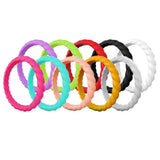 Maxbell 10 Piece Multicolor Unisex Silicone Ring Flexible Rubber Wedding Band Size 7