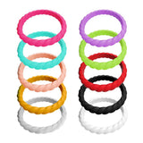 Maxbell 10 Piece Multicolor Unisex Silicone Ring Flexible Rubber Wedding Band Size 7