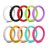Maxbell 10 Piece Multicolor Unisex Silicone Ring Flexible Rubber Wedding Band Size 7
