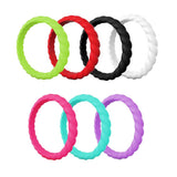 Maxbell 7Pcs 3mm Flexible Rubber Silicone Twist Wedding Finger Ring Band US Size6