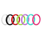Maxbell 7Pcs 3mm Flexible Rubber Silicone Twist Wedding Finger Ring Band US Size6