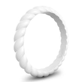 Maxbell 7Pcs 3mm Flexible Rubber Silicone Twist Wedding Finger Ring Band US Size6