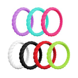 Maxbell 7Pcs 3mm Flexible Rubber Silicone Twist Wedding Finger Ring Band US Size6