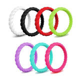 Maxbell 7Pcs 3mm Flexible Rubber Silicone Twist Wedding Finger Ring Band US Size6