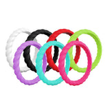 Maxbell 7Pcs 3mm Flexible Rubber Silicone Twist Wedding Finger Ring Band US Size6