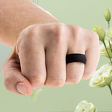 Maxbell 10Pcs 8mm Wide Flexible Rubber Silicone Wedding Finger Ring Band US Size6
