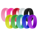Maxbell 10Pcs 8mm Wide Flexible Rubber Silicone Wedding Finger Ring Band US Size7