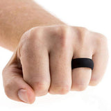 Maxbell 10Pcs 8mm Wide Flexible Rubber Silicone Wedding Finger Ring Band US Size7