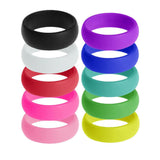 Maxbell 10Pcs 8mm Wide Flexible Rubber Silicone Wedding Finger Ring Band US Size7