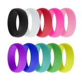 Maxbell 10Pcs 8mm Wide Flexible Rubber Silicone Wedding Finger Ring Band US Size8